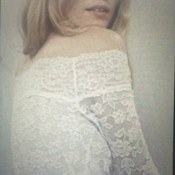 FREE PEOPLE WHITE LACE OFF THE SHOULDER PRETTY TOP - Picture 7 of 8